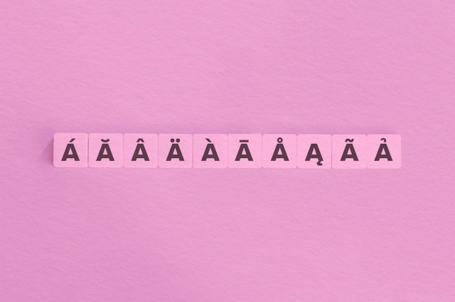 Accents, Diacritical Marks, and Glyphs Concept on letter A's