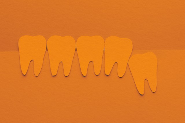 Impacted wisdom teeth cartoon on paper