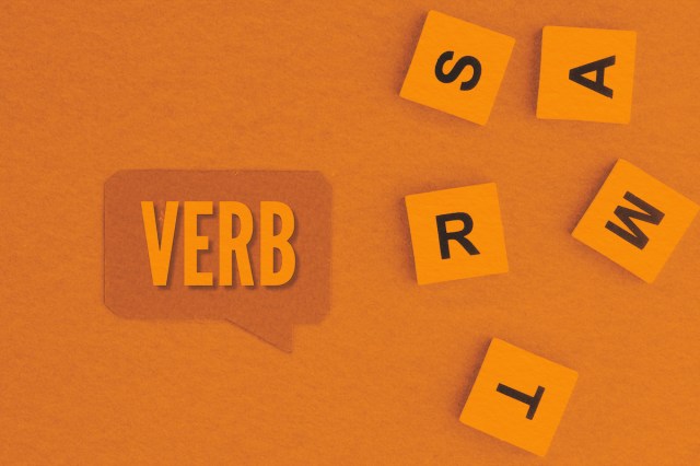 letters of the alphabet with verb speech bubble