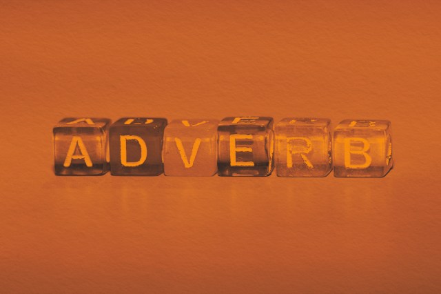 the word "adverb" made up of cubes