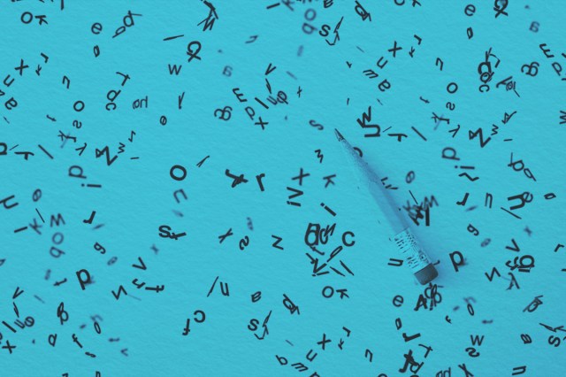 Flying letters with a sharpened pencil