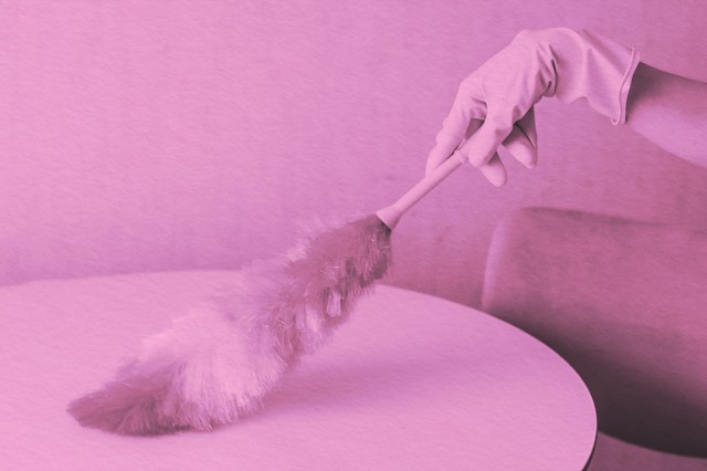 Dusting a table