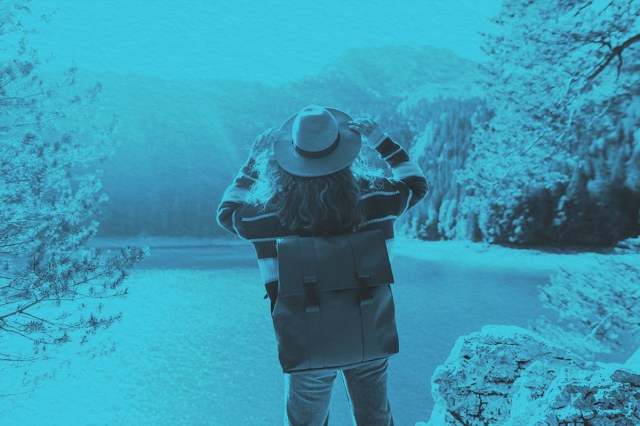 young woman traveler enjoys outdoor activties