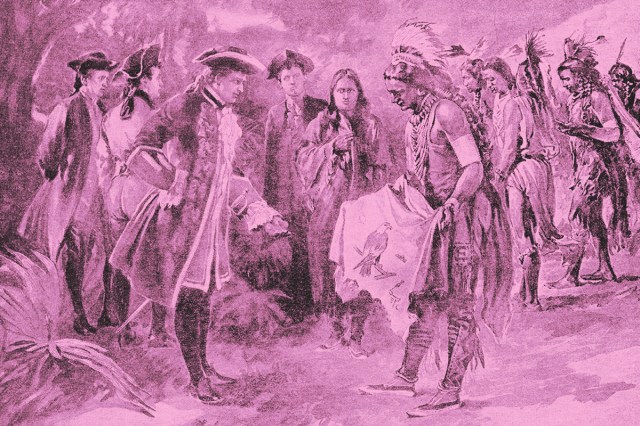 British colonists with Native Americans