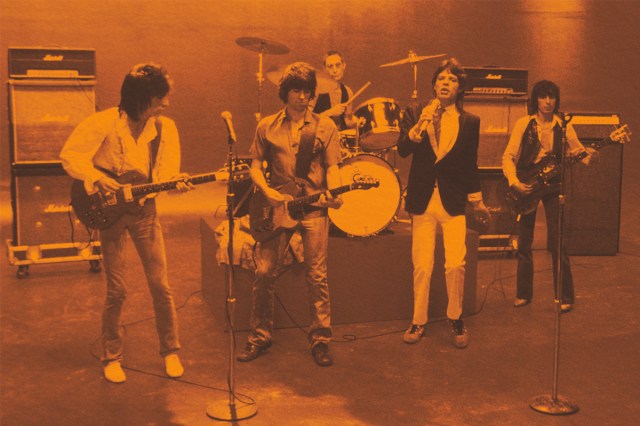 English rock group the Rolling Stones filming a music video