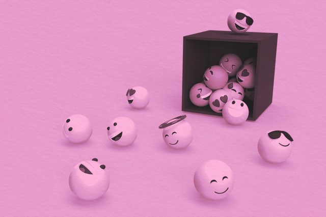 Emoticons coming out of a black box