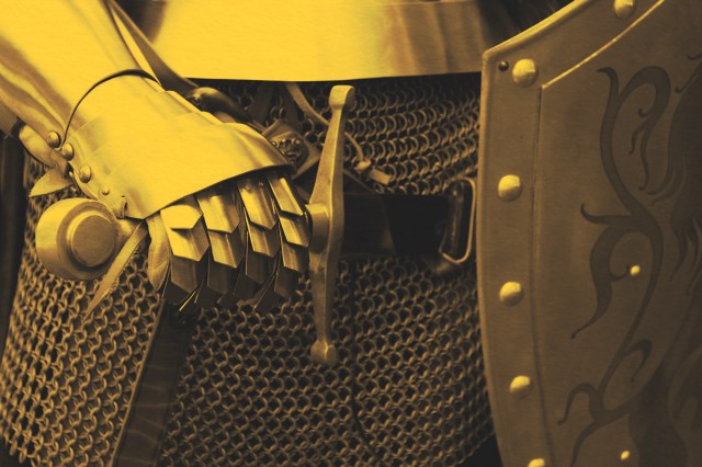 Knight in shining armor close up